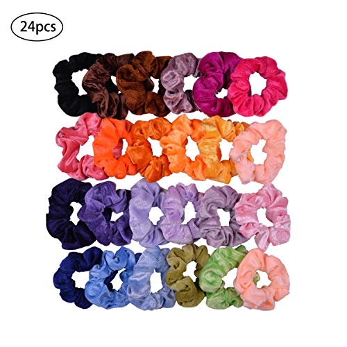 Amaneer 24 Pcs Hair Scrunchies Velvet Elastic Hair Bands Soft