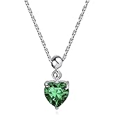 ixluck Adjustable Charm Heart Cut Love Birthstone Pendant Necklace Trendy Cubic Zirconia Jewelry for Women