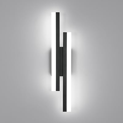 Aplique Pared Interior Negro 16W, 6500K Luz Blanca, 40cm