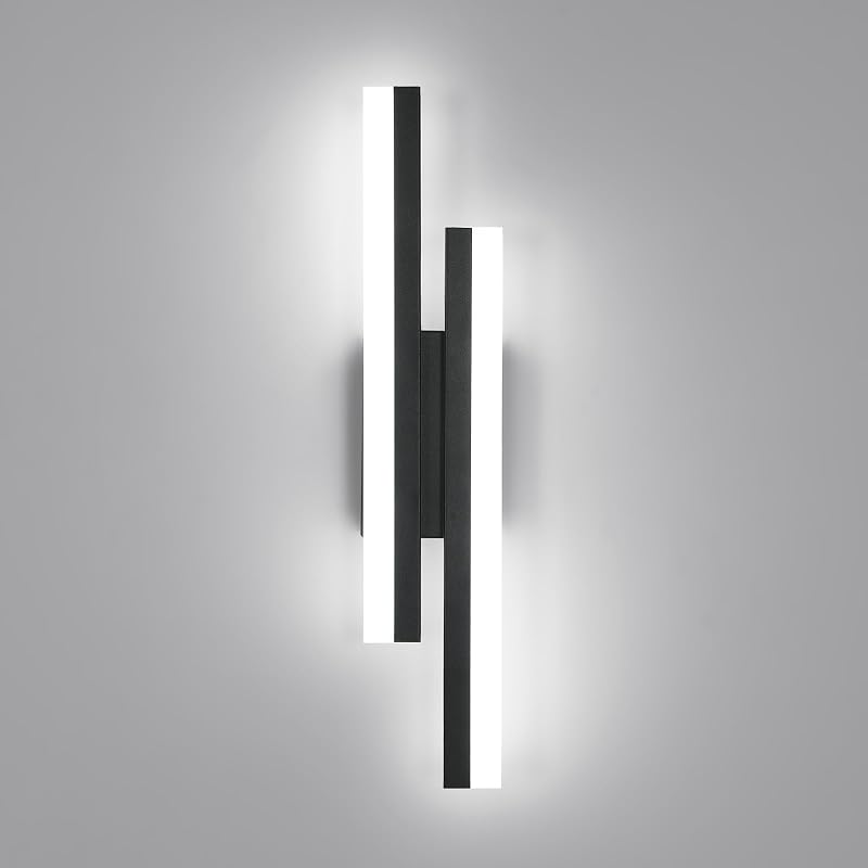 Aplique Pared Interior Negro 16W, 6500K Luz Blanca, 40cm