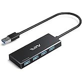 IVIIN USB 3.0 Hub, 4 Port USB Hub Splitter, USB A Expander Portable USB Adapter Multiport Data Hub for Laptop, iMac Pro, MacB