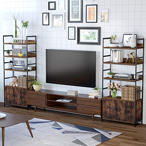 Homfa Industrial Bookcase with 2 3Tier Free Standing Open