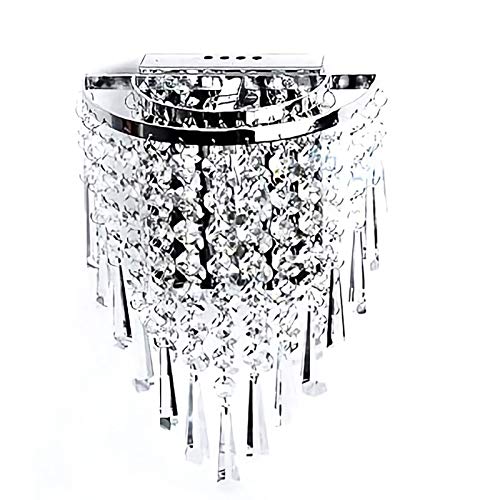 Tbkoly Modern Crystal Wall Lamp Chrome Sconce Wall Light for Living Room Bathroom Home Indoor Lighting Decoration, Silver (262377)