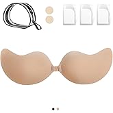 Adhesive Bra,Invisible Sticky Strapless Push-Up Bra, Reusable Silicone Nipple Covers for Backless Dress