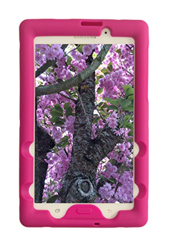 Bobj Rugged Case for Samsung Galaxy Tab A 7 inch SM-T280 SM-T285 - BobjGear Custom Fit - Patented Venting - Sound Amplification - BobjBounces Kid Friendly (Rockin  Raspberry)