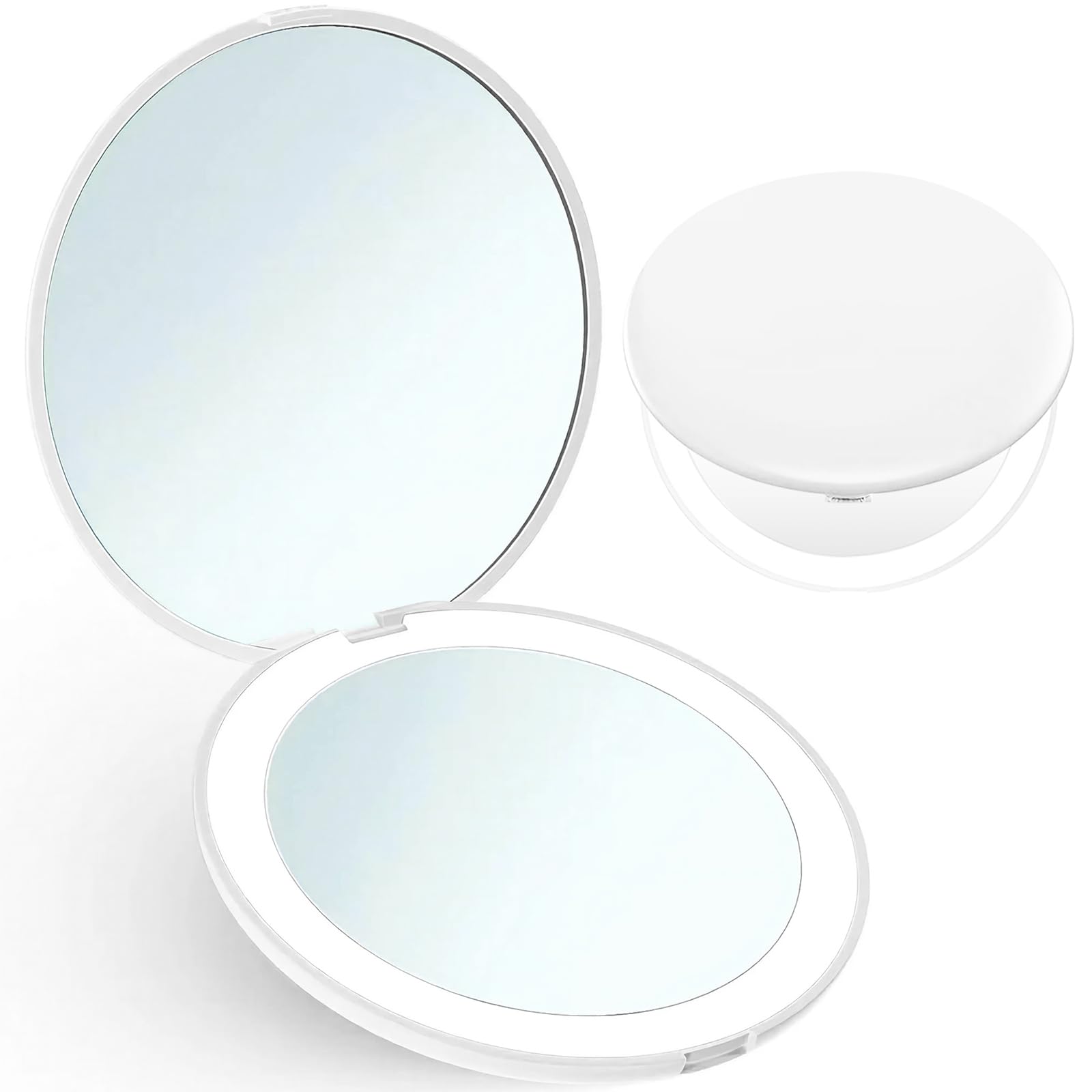 Giazee Small Compact Mirror with LED Light – 1X/10X Magnifying Travel Makeup Mirror for Handbag, Portable Foldable Lighted Pocket Mirror for Daily Use