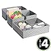 mDesign Fabric 4-Piece Drawer Organizer Bins, Kids/Baby Nursery Dresser, Closet, Shelf, Playroom Organization, Hold Clothes, Toys, Diapers, Bibs, Blankets, Gray/Cream Chevron