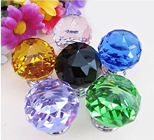 image for Do4U 10pcs 30mm Crystal Glass Cabinet Knob Drawer Pull Handle Kitchen 