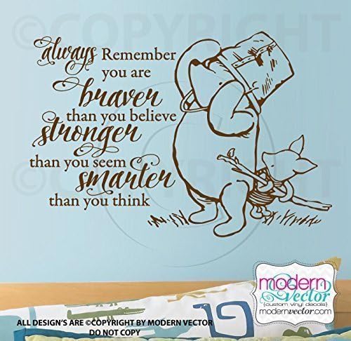Classic Winnie the Pooh Braver Vinyl Wall Decal V9