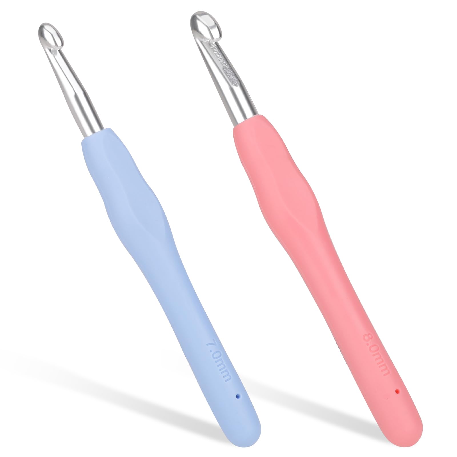 2 Pack 8mm Crochet Hooks 7mm Crochet Yarn Hooks for Arthritic Hands Ergonomic Knitting Needles for Beginners and Crocheting Yarn