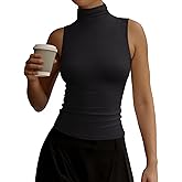 REORIA Women's Fall Sleeveless Mock Turtleneck Tank Tops Slim Fitted Shirts 2025 Offic Casual Going Out Vest Cute Clothes