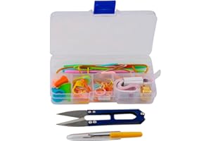 62pcs Crochet Kit with Clear Case,Knitting-Kit with Sewing Supplies and Accessorie Including Scissors,Measure Tape,Needle Thr