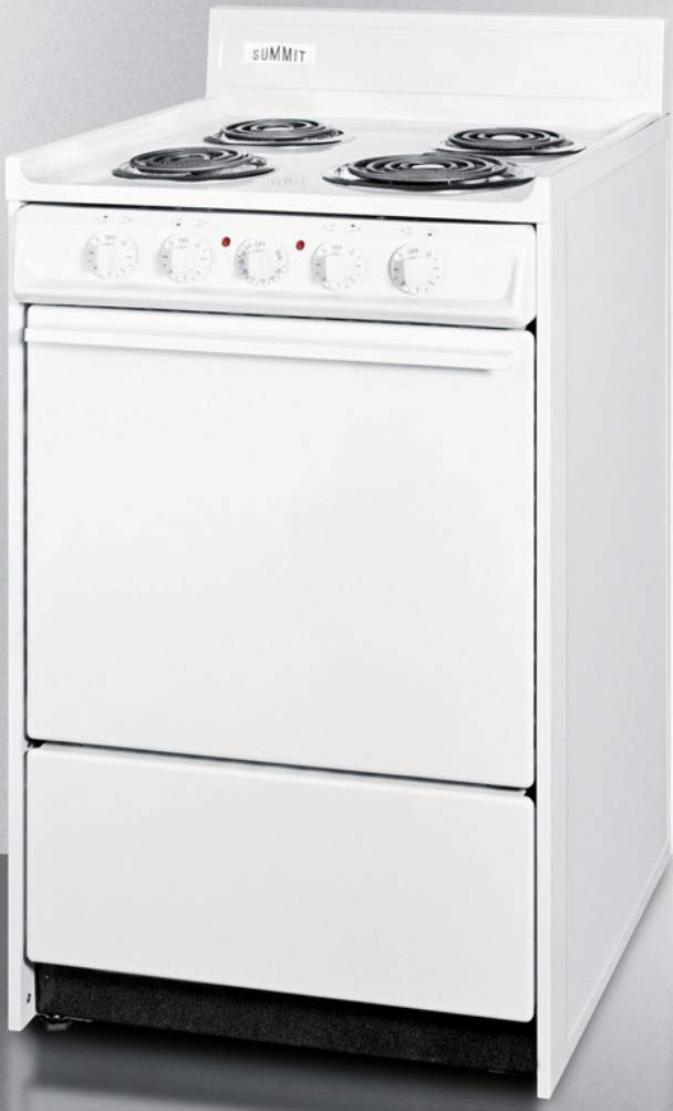 Summit 20” Electric Range, 220V Electric Coil Burners, Large 2.46 cu.ft Oven, ADA Complaint, White- WEM110