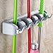 Pack of 2 Mop and Broom Holder Wall Mount Storage with 6 Foldable Hooks, Heavy Duty Garage & Garden Tools Hanger Rack, Commercial Kitchen Closet Wall Organizer (18 Months Warranty)