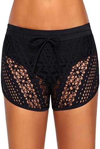 YIHUAN Women's Hollow Out Lace Overlay Swim Short Bottom