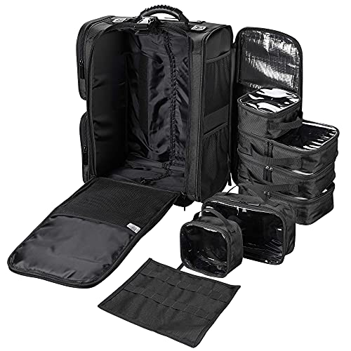 BYOOTIQUE Rolling Makeup Train Case Soft Sided Makeup Storage Cosmetic