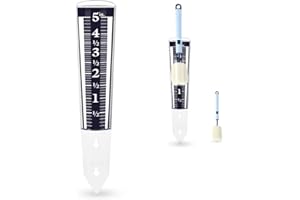 Gardtech 5-Inch Capacity Rain Gauge Outdoor - with 1 Clean Brush, Easy to Read Magnifying Rain Meter, Upgraded Rain Gauge, Rain Gauge Outdoor Freeze Proof, for Garden, Field, Black-Blue