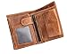 Wallet for Men With Coin Pocket RFID Leather Card Holder Big Trifold 3 ID Windows (Brown)
