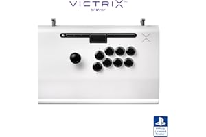 PDP Victrix Pro FS Playstation Esports Fight Stick for PS4, PS5, PC, Durable Aluminum, Sanwa Denshi Buttons, Ergonomic Wrist Slope, Detachable Joystick, Tournament Grade for Fighting Games (White)