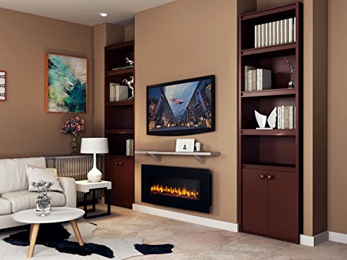 PuraFlame Serena 50 Inches Wall Mounted Linear Electric Fireplace, Log Set, Remote Control, 1500W, Black - Thumbnail 6