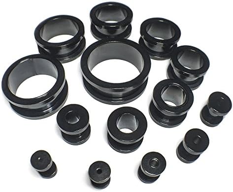Black Surgical Stainless Steel Screw-Fix Flesh Tunnels Ear Plugs 316L Ear Expanders Choose Your Size!