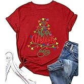 Christmas Shirts Womens Merry Christmas Shirt Lights Castle Graphic Tshirt Funny Xmas Holiday Vacation Tee Tops