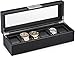 Glenor Co 6 Watch Box for Men - Mens Watch Case w Glass Lid – Luxury Mens Watch Box - Watch Holder for Men w Metal Accents & Sturdy Hinges - Modern & Masculine Watch Display Case
