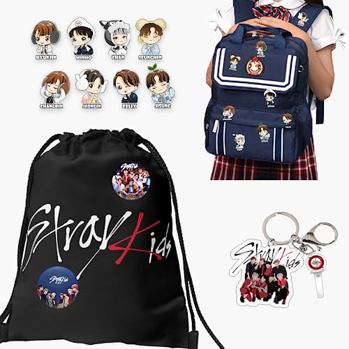 Stray Kids Kit D'Articles De Fan STAY - Housse De Coussin 45x45cm, Porte-Clés, Anneau Téléphone, Lanière, Broches, Autocollants & 40 Photocards