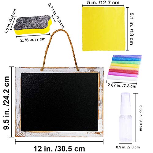 4 Pcs Hanging Chalkboard Signs 9.5" X12" Rustic FramedÂ Vintage Decorative Wooden Chalkboard Signs Farmhouse Wedding Door Chalkboard Signs Menu Memo Board WallÂ Blackboard for Outdoor Back to School