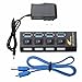 ONCHOICE 4 Ports USB 3.0 Hub Network with On/Off Switch High Super Speed Adapter with Cable and Power Plug for Laptop PC