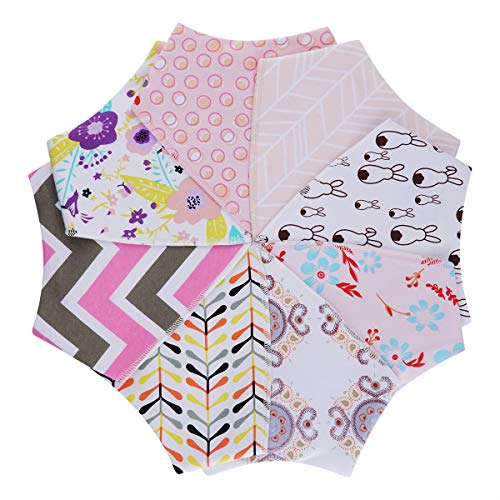 Baby Bibs, 8-Pack Kirecoo Bandana Drool Bibs Baby Girl Bibs for Drooling and Teething, 100% Organic Cotton and Super Absorbent Drool Hypoallergenic Bibs, Baby Shower Gift - Thumbnail 3