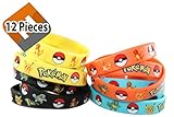 Moddan Pokemon Rubber Bracelets - Perfect for party favors and birthdays (12 Wristbands)