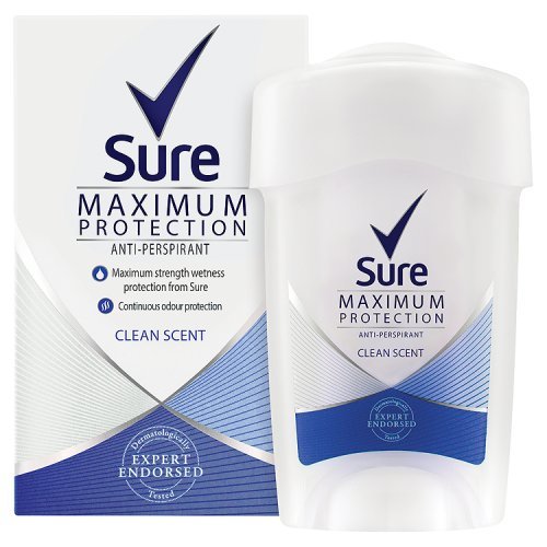 Sure Maximum Protection Clean Scent Cream Stick Antiperspirant, 45 ml
