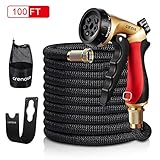 Crenova 100ft Garden Hose Upgraded Expandable Hose with Double Latex Core, 3/4 Solid Brass Connector, Expanding Water Hose with 7 Function Metal Spray Nozzle