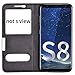 Samsung Galaxy S8 Case Genuine Leather Ultra Thin Samsung Galaxy S8 Cover Flip Case Window View Stand Feature Magnet Closure Phone Case for Samsung Galaxy S8 by Make mate (Black)