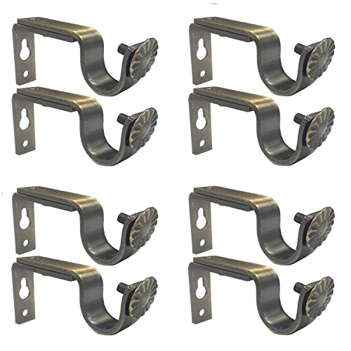 Anndason Heavy Duty Curtain Rod Brackets for 3/4 or 5/8 Inch Rod, Bronze Color, (Set of 8)