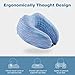LANGRIA Memory Foam Neck Pillow Ergonomic Contoured U-Shape Travel Pillow with Adjustable Neck Size Washable Cover for Plane Train Car Bus Office (Striped Arctic Blue)