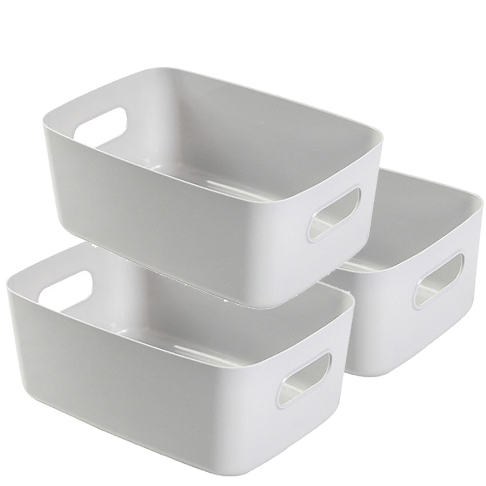 JMYDecor Plastic Storage Boxes,Storage Baskets Container Box, Set of 3 Plastic Rectangular Studio Baskets Organiser For Kitchen, Home, Office Bathroom,24.5*17*10cm