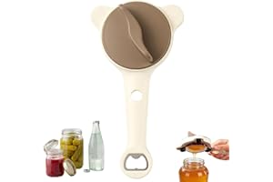 4-in-1 Jar Opener, Adjustable Jar Opener, Adjustable Leverage Handle with Non-Slip Grip, 4-in-1 Multi-Function Jar and Can Op
