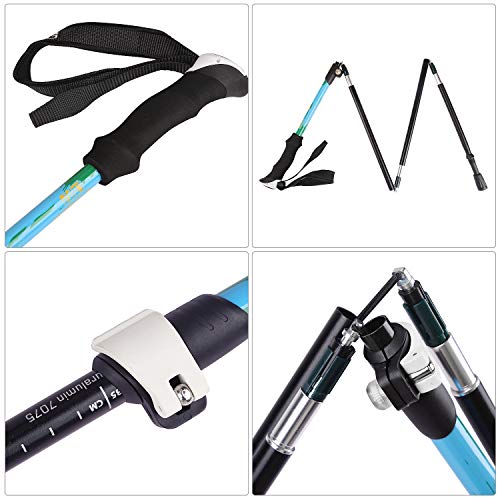 AUTOPDR Trekking Poles, 2 Lightweight Walking Stick,Collapsible Hiking Poles,with Adjustable Quick Lock Folding Hiking Stick - Thumbnail 2