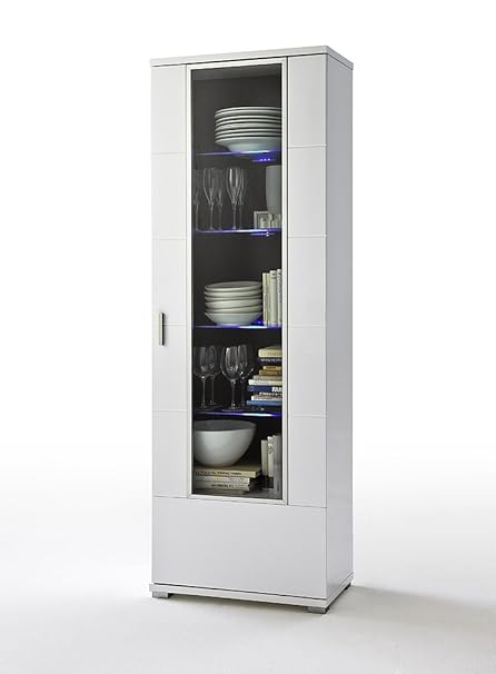 Lorano Glass Display Cabinet High Gloss Varnished Mdf Dresser With