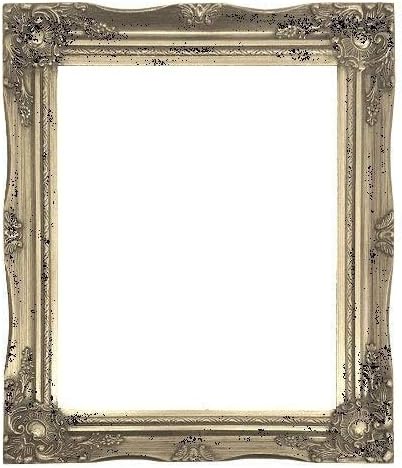 ImpactInt Ornate Baroque Distressed Silver Painted Wooden Picture Frame (11x14 Inch)(Frame Only)