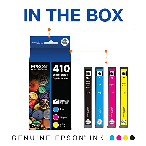 EPSON 410 Claria Premium Ink Standard Capacity Photo Black & Color Combo Pack (T410520-S) Works with Expression Premium XP-530, XP-630, XP-640, XP-7100, XP-830