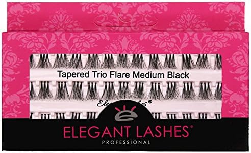 Elegant Lashes Tapered Trio Flare Medium Black Individual Eyelashes (Single Pack - 1 Tray) | Cruelty-Free FAUX MINK