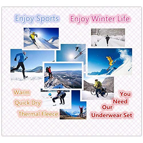 Men's Thermal Underwear Set Compression Lightweight Wicking Fleece Lined Long Johns M Black