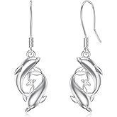 LWXIE Diamond Dolphin Drop Dangle Earrings for Women 925 Sterling Silver Lab Grown Diamond Jewelry Gifts