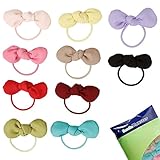 BMC Cute Little 10pc Multicolored Crepe Chiffon Mini Baby Bow Elastic Hair Ties