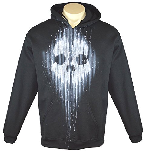 Exotic Gamer Gear Men's Call of Duty Ghosts Airbrushed Tribute Hoodie + Gamertag on Sleeve, Medium, Black