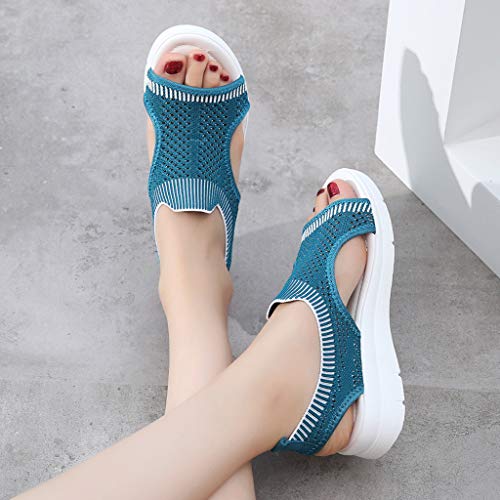 2019 New Sandal Shoes, Women Comfy Platform Sandal Shoes Summer Beach Travel Shoes Fashion Sandals Comfortable Ladies Shoes Dark Blue
