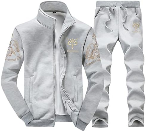 lovever Men's Fashion Outdoor 2 Piece Jacket Pants Sport Sweat Suit Set 1 M